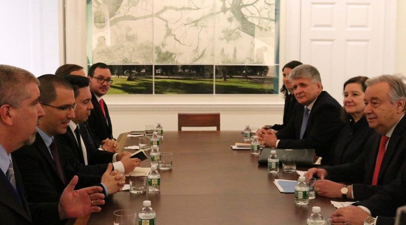 Canciller Jorge Arreaza reunido con secretario general ONU