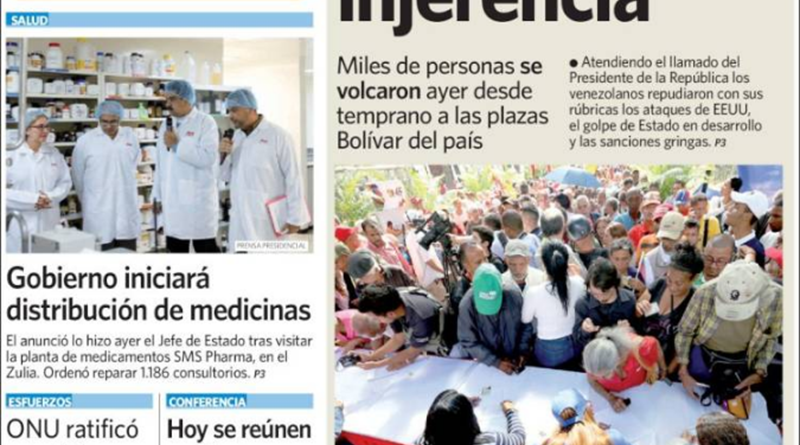 Portadas de principales diarios del país 07FEB