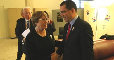 Canciller Jorge Arreaza reunido con Michelle Bachelet, Alta Comisionada de la ONU para DDHH (Foto MPPRE)