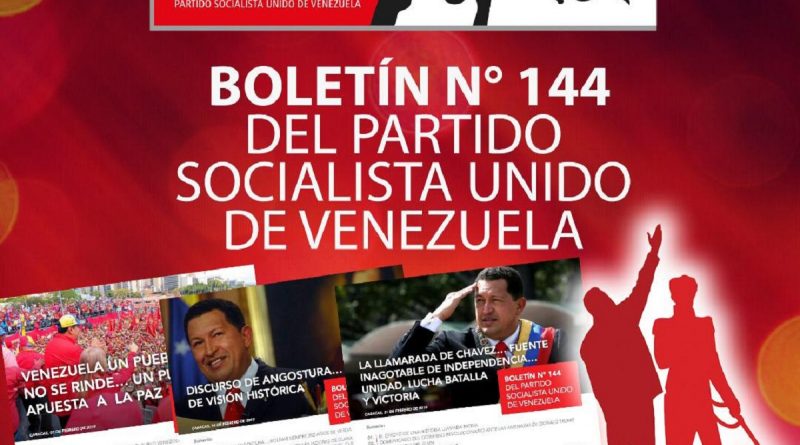 Boletín 144º del PSUV contiene comunicados en solidaridad con Venezuela