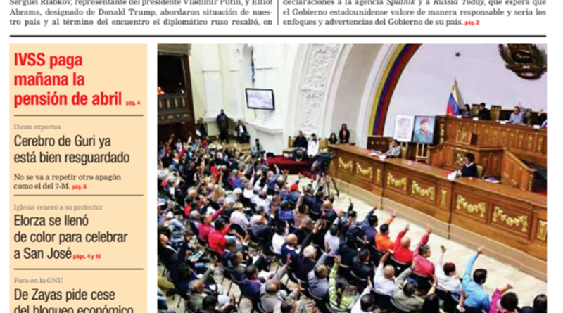 Lea aquí las portadas de los principales diarios de Venezuela este 20MARZO