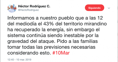 Restablecido en 43% servicio eléctrico en el estado Miranda