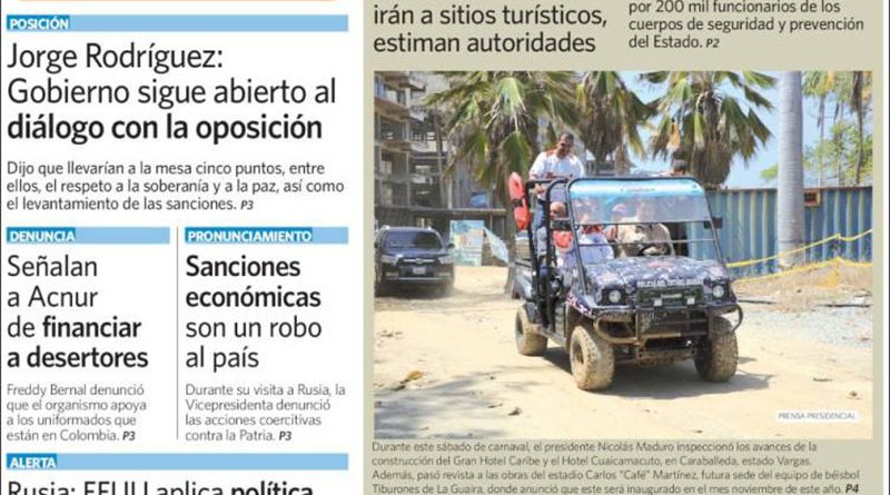 Estas son las portadas de los principales diarios de Venezuela este 03MARZO