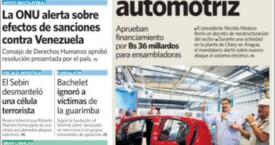 Lea aquí las portadas de los principales diarios de Venezuela este 22MARZO