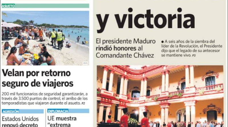 Estas son las portadas de los principales diarios de Venezuela este 06MARZO