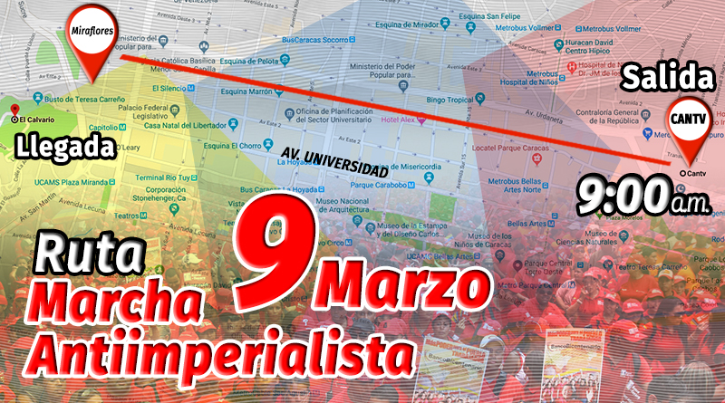 Venezuela se moviliza este sábado en Gran Marcha Antiimperialista en rechazo a ataques imperiales