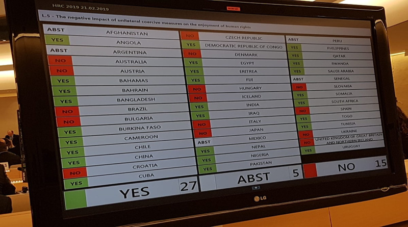 Consejo de DDHH de la ONU aprobó resolución venezolana contra medidas coercitivas
