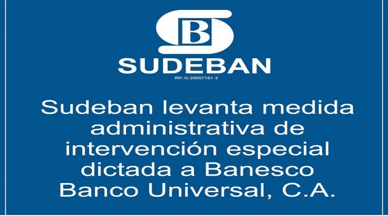 Sudeban levantó medida de intervención a Banesco (Foto Sudeban)