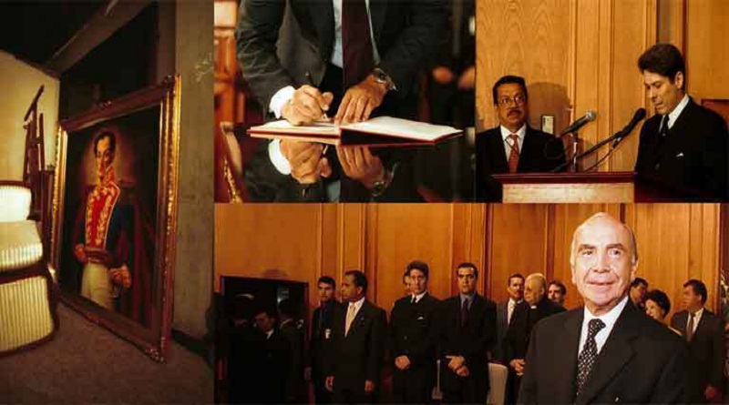 Firmantes del Decreto de Pedro Carmona Estanga,, en Miraflores (archivo agencias)