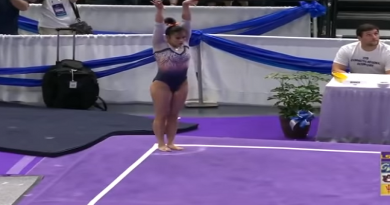 Samantha Cerio, de 22 años, competía por la Universidad de Auburn (Alabama) en unas semifinales regionales de gimnasia femenina en Baton Rouge, (Fotograma RT)