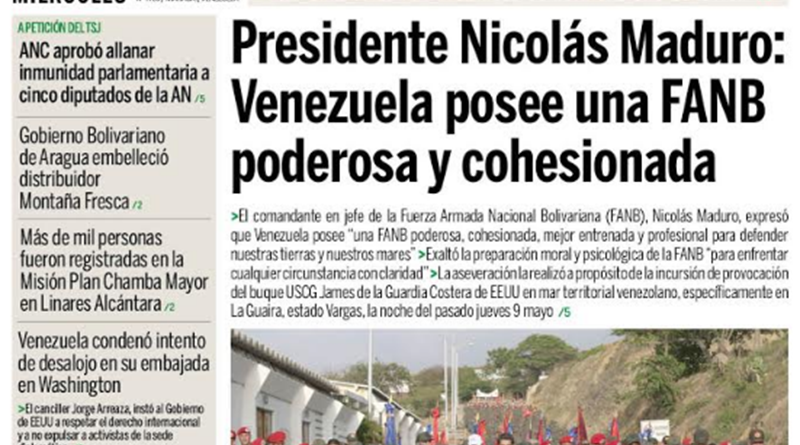 Lea aquí portadas de los principales diarios de Venezuela este 15MAYO