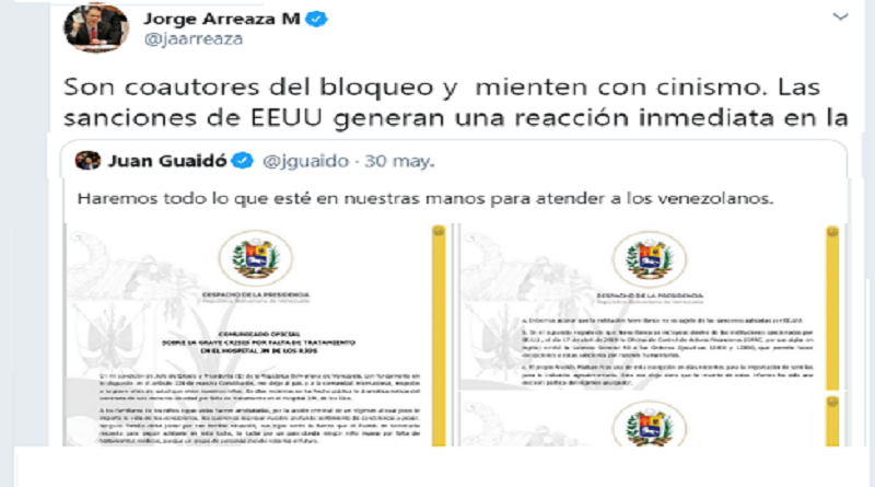 Canciller Arreaza denuncia a diputados de AN como coautores del bloquo que amenaza vida de pacientes graves