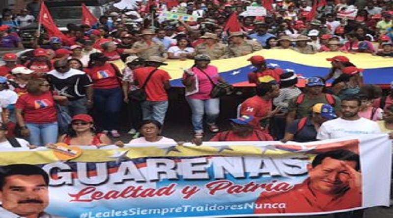 Pueblo civil y militar de Guarenas marchó contra amenazas de Trump (Foto Alcaldía Guarenas)