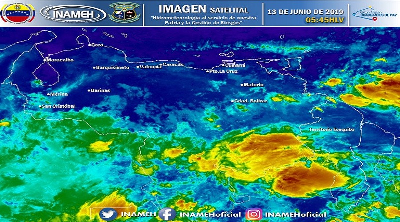 Inameh: Este jueves nubosidad y precipitaciones de intensidad variable en varios estados del país