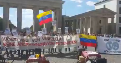 Alemanes denuncian en las calles de Berlín el bloqueo imperial contra Venezuela