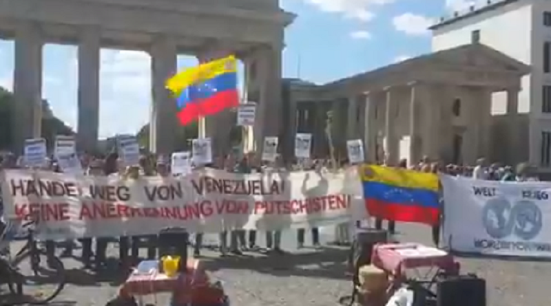 Alemanes denuncian en las calles de Berlín el bloqueo imperial contra Venezuela