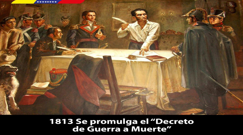 Hace 206 años ocurrió la proclama de Guerra a Muerte a los españoles