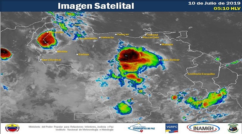 Miércoles de chubascos sobre Zulia, Guárico y sur de Anzoátegui