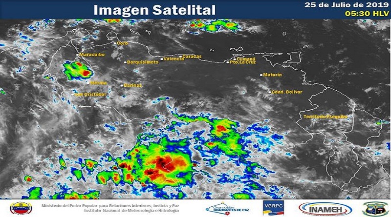 Inameh: Jueves de precipitaciones con actividad eléctrica en varios estados del país