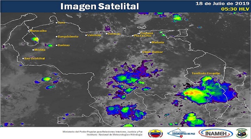 Precipitaciones y actividad eléctrica sobre Oriente del país para este jueves