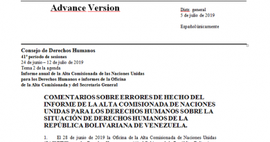 Venezuela realizó observaciones por graves errores y deficiencias en informe preliminar de Oficina de la Alta Comisionada para los DDDH de la ONU