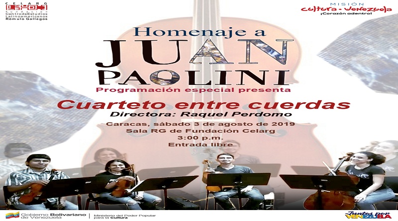 Fundación Celarg ofrecerá concierto en Homenaje a Juan Paolini