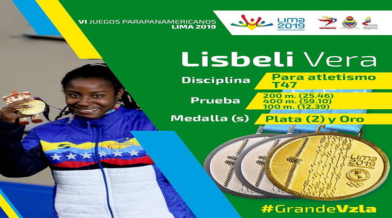 Lisbeli Vera se despide de Parapanamericanos como triple medallista