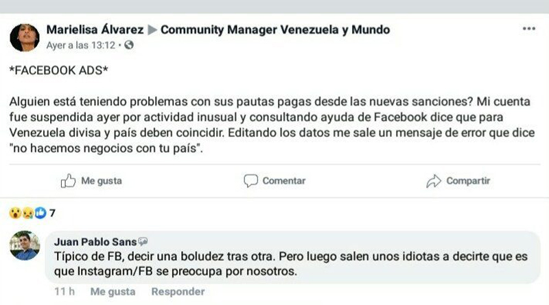 Socialmedias venezolanos denuncian bloqueo de Facebook ADS tras medida de Trump contra el país
