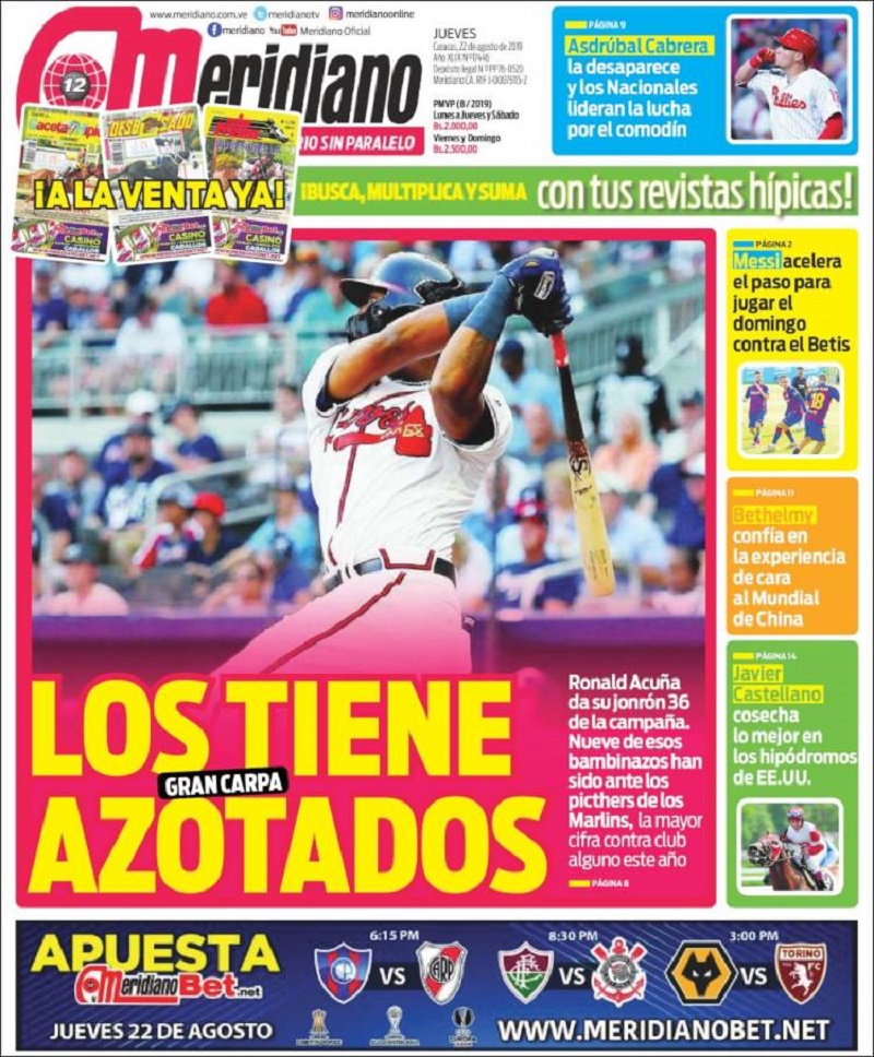 Estas son las portadas de los medios impresos venezolanos de este 22 de agosto Estas son las portadas de los medios impresos venezolanos de este 22 de agosto