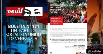 Boletín Nº 171 del PSUV analiza uso del Estado colombiano contra soberanía de Venezuela