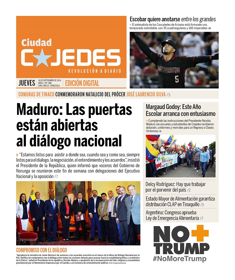 Portadas de medios impresos venezolanos de este 19 de septiembre Portadas de medios impresos venezolanos de este 19 de septiembre