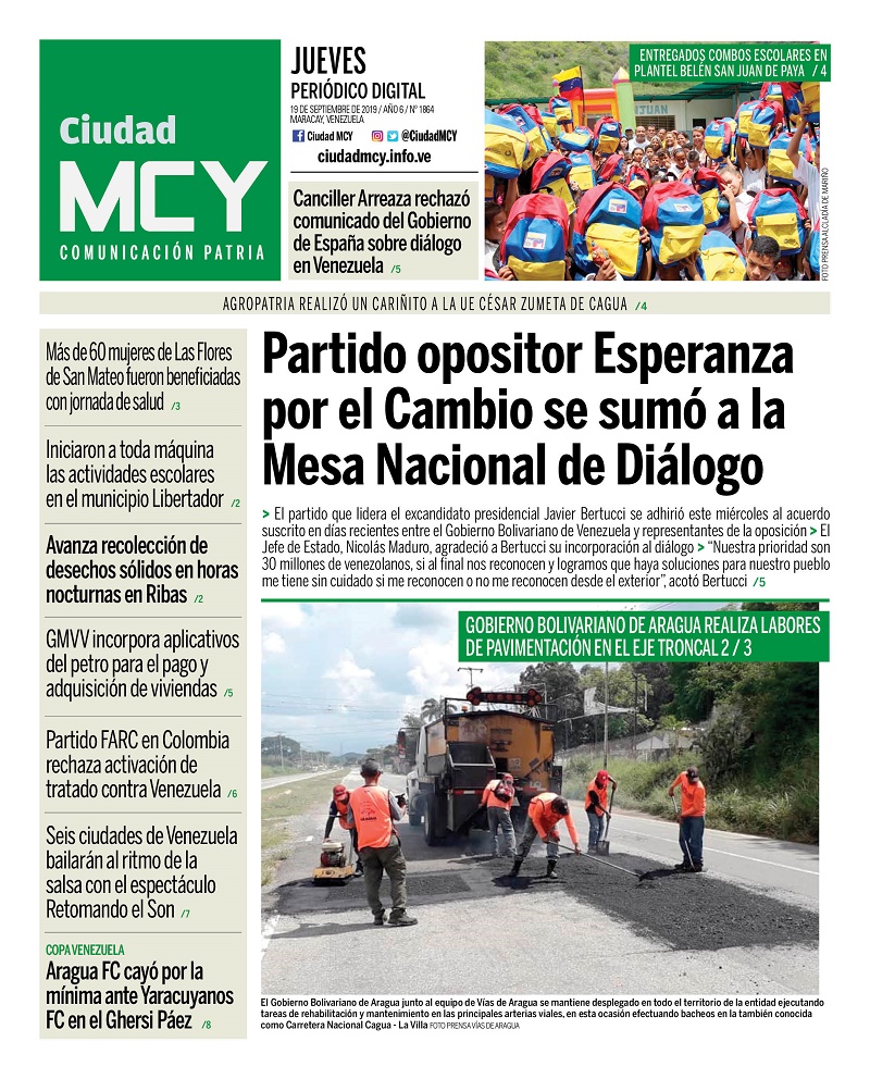 Portadas de medios impresos venezolanos de este 19 de septiembre Portadas de medios impresos venezolanos de este 19 de septiembre