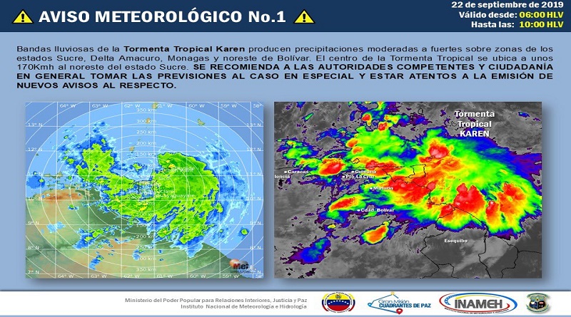 Activado Sistema de Gestión de Riesgo ante paso de tormenta Karen por el noreste de Sucre