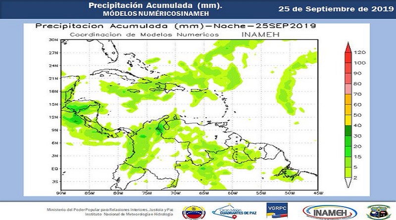 Inameh pronostica lluvia después mediodía en gran parte país