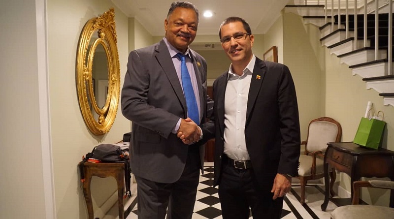 Venezuela agradeció apoyo y colaboración del reverendo Jesse Jackson