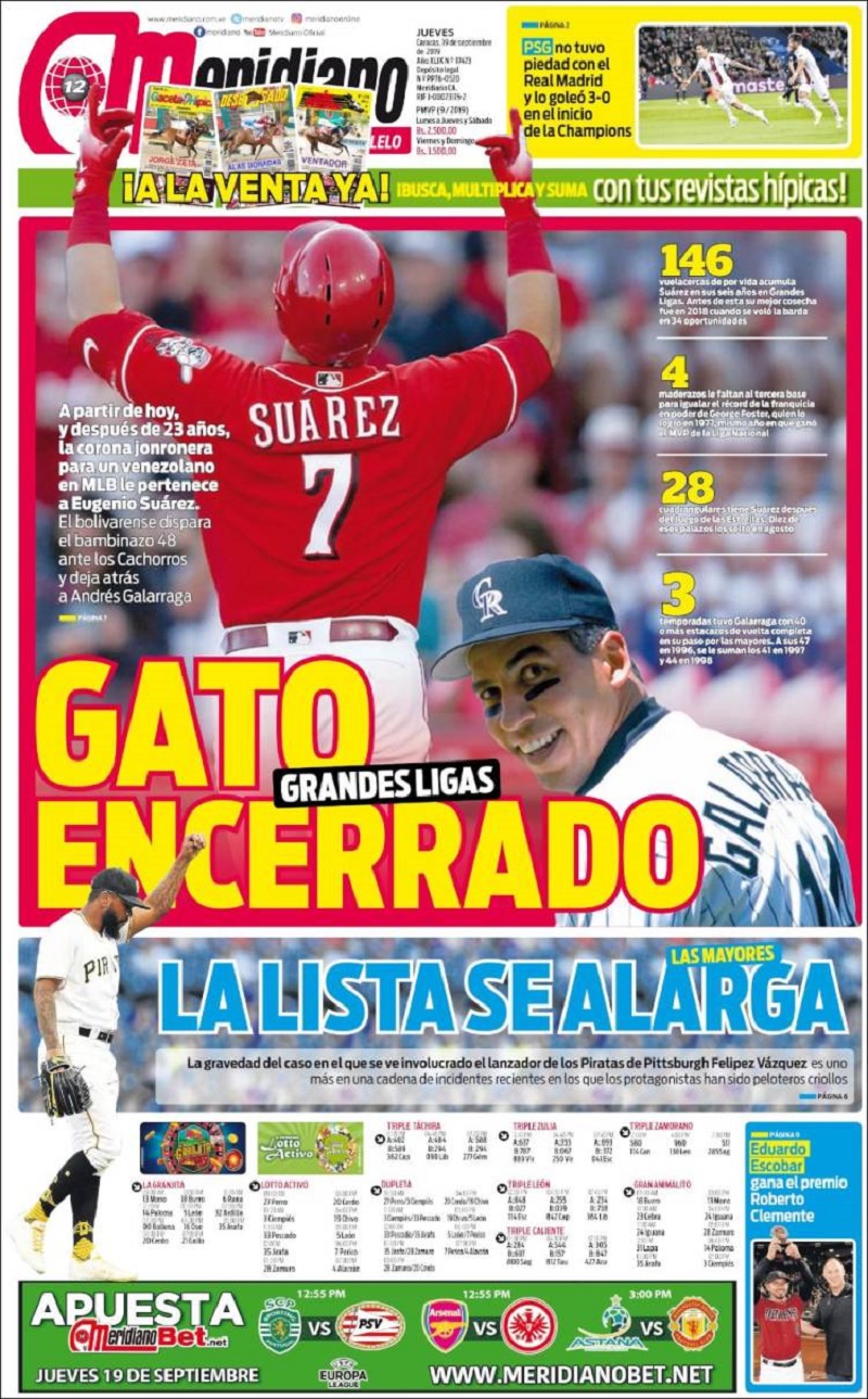Portadas de medios impresos venezolanos de este 19 de septiembre Portadas de medios impresos venezolanos de este 19 de septiembre