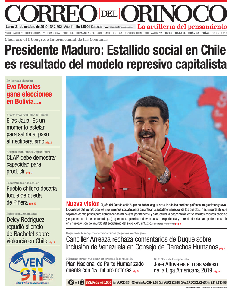 Portadas de medios impresos venezolanos de este 21 de octubre