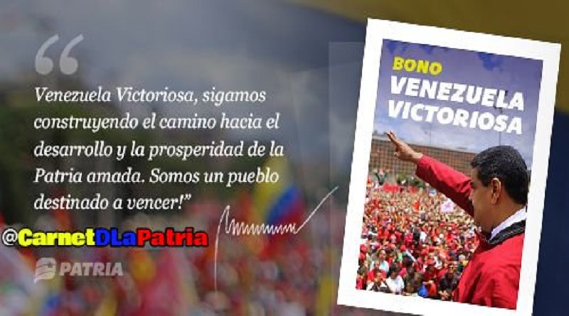 Comenzó asignación del Bono “Venezuela Victoriosa por el Carnet de la Patria