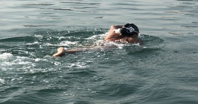 Paola Pérez y Liliana Hernández este domingo en los 5K de aguas abiertas en Playa Katara