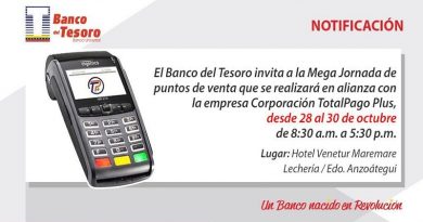 Banco del Tesoro inicia este lunes megajornada de puntos de venta en Lechería