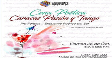 Este viernes el MAC abre sus puertas a la Cena Poética: Caracas, Pasión y Tango