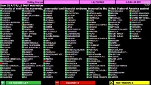 Con 187 votos a favor ONU aprueba proyecto de resolución para poner fin al bloqueo de EE.UU. contra Cuba