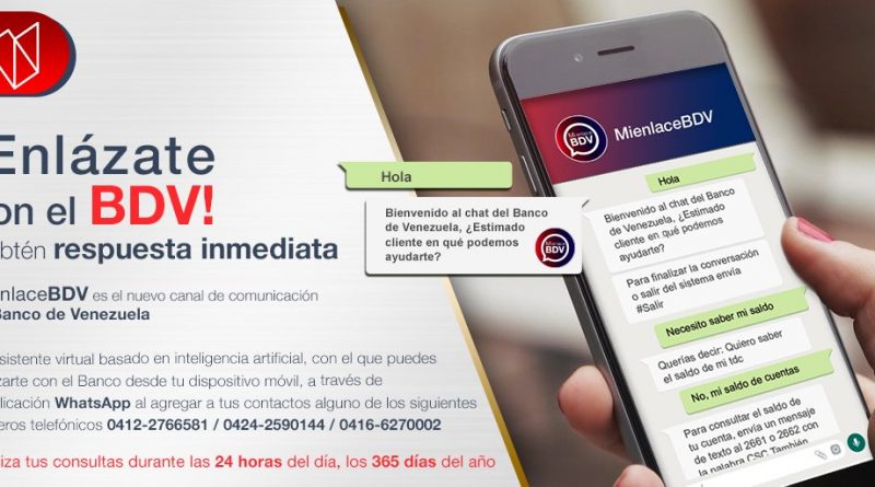Banco de Venezuela lanza MienlaceBDV para brindar asistencia virtual a sus clientes
