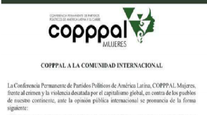 Copppal Mujeres rechaza agresiones del capitalismo global contra países de América Latina
