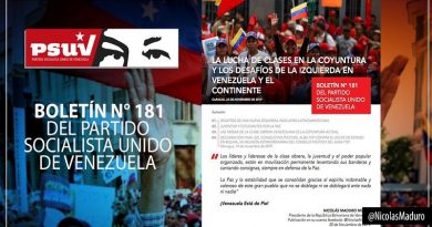 Boletín Nº 181 del PSUV profundiza en las tareas de la clase obrera ante bloqueo económico