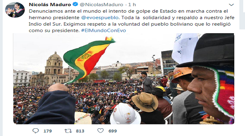 Venezuela denuncia intento de golpe de Estado contra presidente legítimo de Bolivia Evo Morales