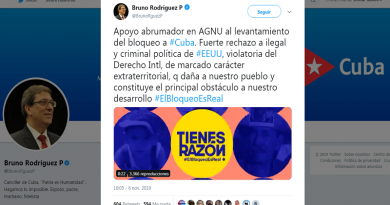 Canciller Bruno Rodríguez: Cuba agradece apoyo abrumador en la ONU contra el bloqueo estadounidense