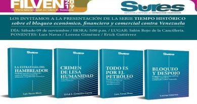 Este sábado presentan libro "Tiempo Histórico sobre el bloqueo económico, financiero y comercial contra Venezuela"
