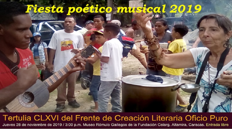 Frente Oficio Puro realizará la “Fiesta poético-musical 2019” en el Celarg