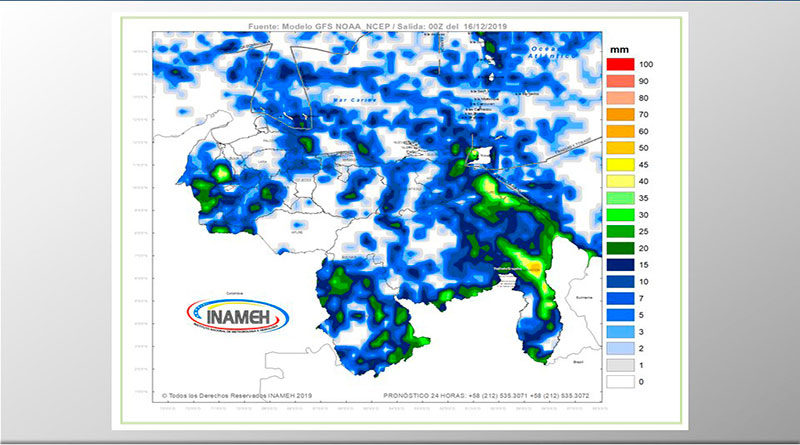 Para este lunes se prevén precipitaciones de intensidad variable en Amazonas, Bolívar, Zulia, Táchira y Apure
